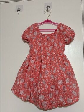 Crewcuts Coral Floral Puff-Sleeve Dress
